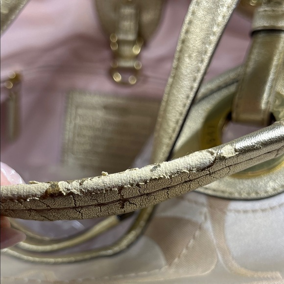 Coach Gold and Cream Signature Tote - Picture 3 of 13